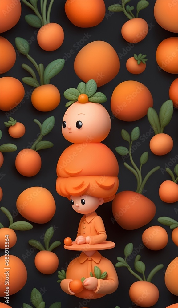 Thinking peach and carrot generative ai Thinking peach and carrot generative ai