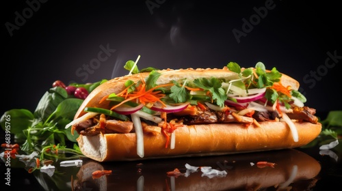  traditional vietnamese sandwich on black glass surface table