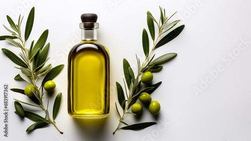 Olive oil bottle mockup on white background. photo