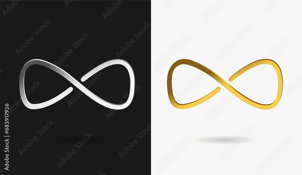 Fototapeta premium Golden Infinity Simple, Miimal, Flat icon for ux ui design, vector design element, web, online, website, iconography gradient