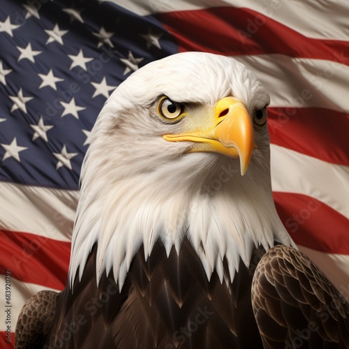 American Bald Eagle on a american flag background