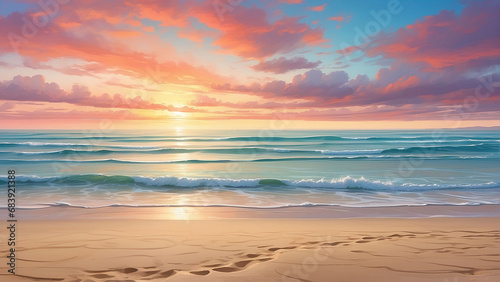 A serene ocean landscape with waves AI-Generative © Max_T