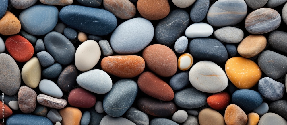 The abstract design of the beach, with its textured and colorful sea stones, provides a beautiful and natural background that mesmerizes and captivates anyone who beholds its breathtaking beauty The abstract design of the beach, with its textured and colorful sea stones, provides a beautiful and natural background that mesmerizes and captivates anyone who beholds its breathtaking beauty