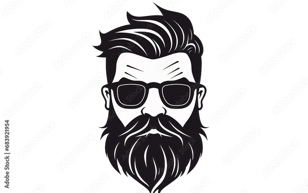 Beard and glasses man Logo Vector Illustration Barbershop isolated on a transparent background.