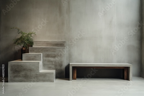 Enduring Stone concrete podium. Nature beauty product. Generate Ai