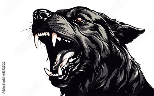 Black Dog Roaring Logo Vector Illustration isolated on a transparent background.