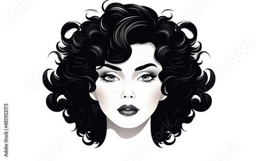 Black Wig Art Logo Vector Illustration isolated on a transparent background.