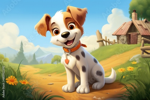 Cute Cartoon Dog Illustrati...
