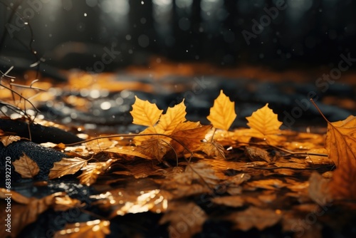 A collection of yellow leaves scattered on the ground. Perfect for autumn-themed designs or nature-inspired projects