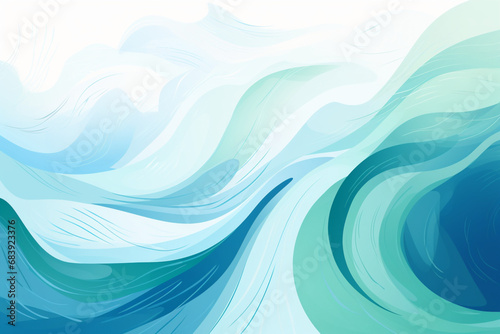 Illustration de vagues abstraites, mer et océan. Eau, bleu, nature, plage. Pour conception et création graphique photo