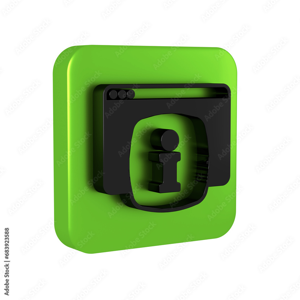 Black Computer monitor with text FAQ information icon isolated on transparent background. Frequently asked questions. Green square button. Black Computer monitor with text FAQ information icon isolated on transparent background. Frequently asked questions. Green square button.