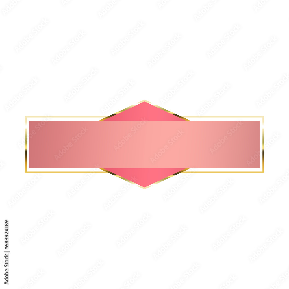 pink banner bar and gold line frame