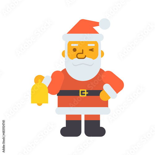 Santa holding bell and winking