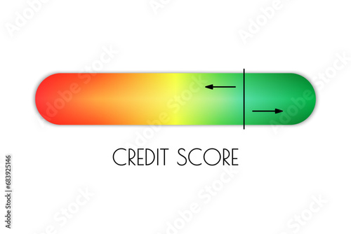 Credit score scale vector illustration. Financial position indicator. Credit score high level