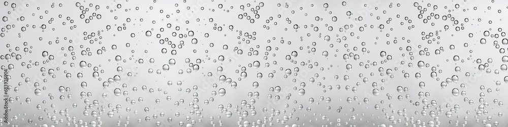 Fototapeta premium Bubbles in water on white background. Closeup. Long banner
