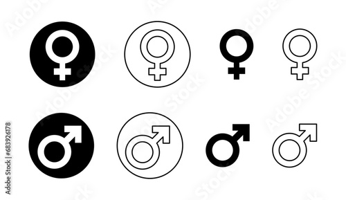 Gender symbol vector in outline and fill style. rounded button icons 