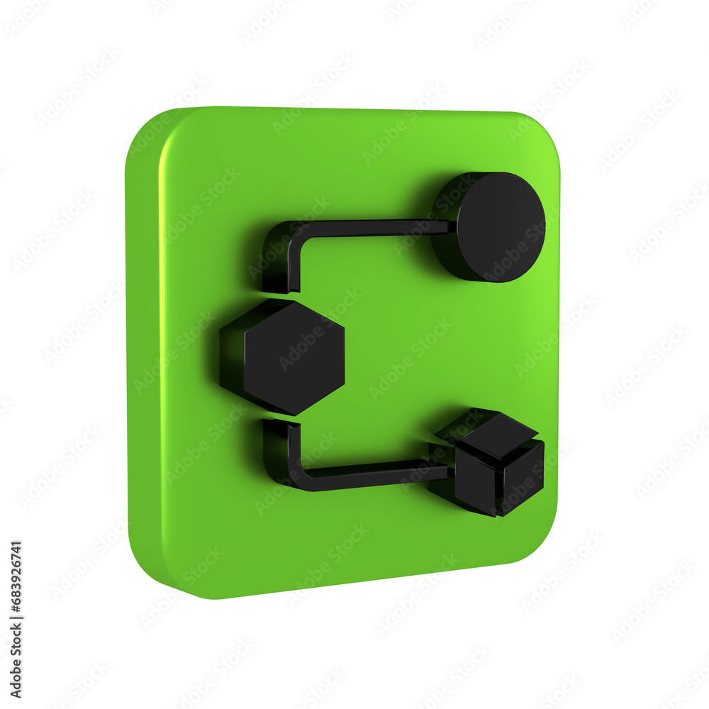 Black Isometric cube icon isolated on transparent background. Geometric cubes solid icon. 3D square sign. Box symbol. Green square button. Black Isometric cube icon isolated on transparent background. Geometric cubes solid icon. 3D square sign. Box symbol. Green square button.