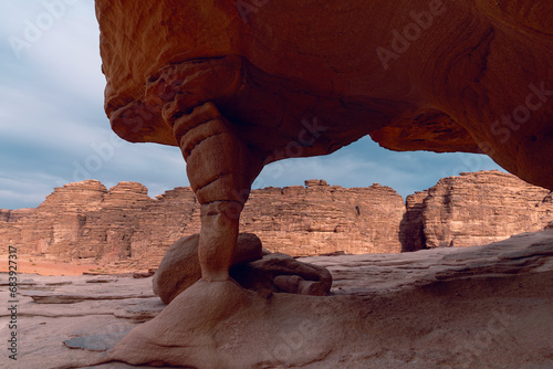 A picture of the rock formations in Neom, Saudi Arabia, the beauty of the desert in broad daylight, the Saudi desert in the Tabuk region
 photo