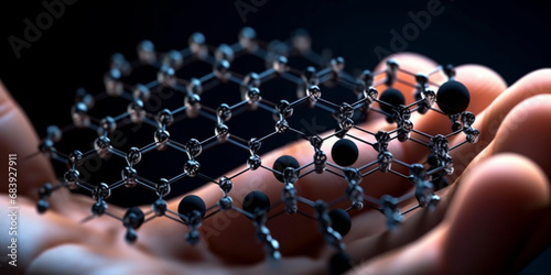 Illustration of graphene circuits, symbol of technological innovation and progress in energy. The visual representation of advanced circuitry suggests limitless potential for future energy  photo