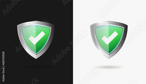 Shield Shape with Gradient Right check symbol. Sheild security and guarantee symbol vector design element