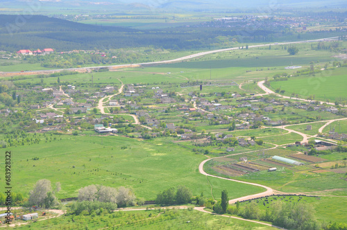 Panorama of the village of Belaya Skala. Crimea
