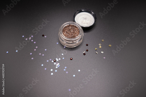 glitter and rhinestones for makeup and manicure