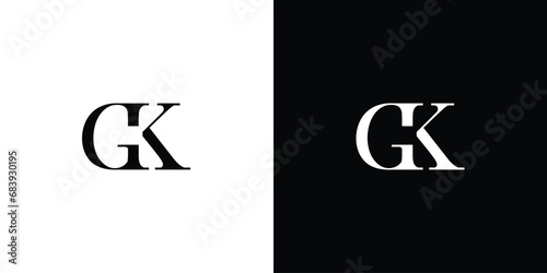 Fototapete Abstract Alphabet letters Initials Monogram logo KG or GK in black and white col