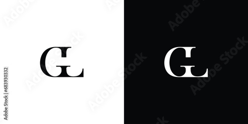 Abstract Alphabet letters Initials Monogram logo GL in black and white color