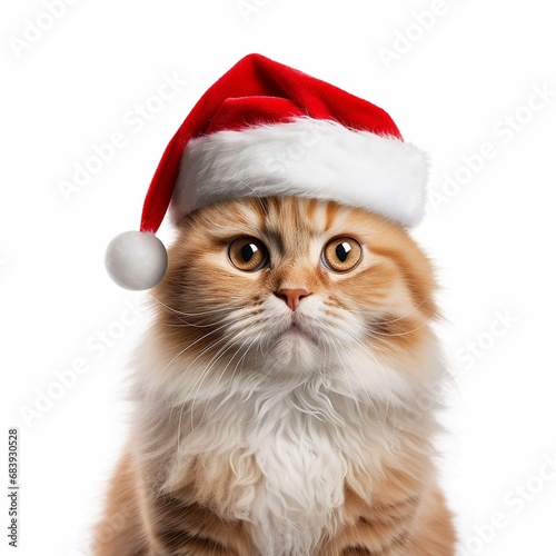 cat santa claus, on a white background © md alamin