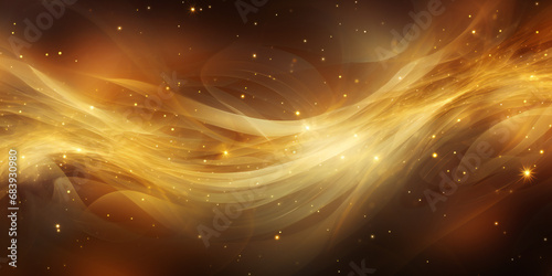 Abstract background with stars in golden tones, soft waves and lines