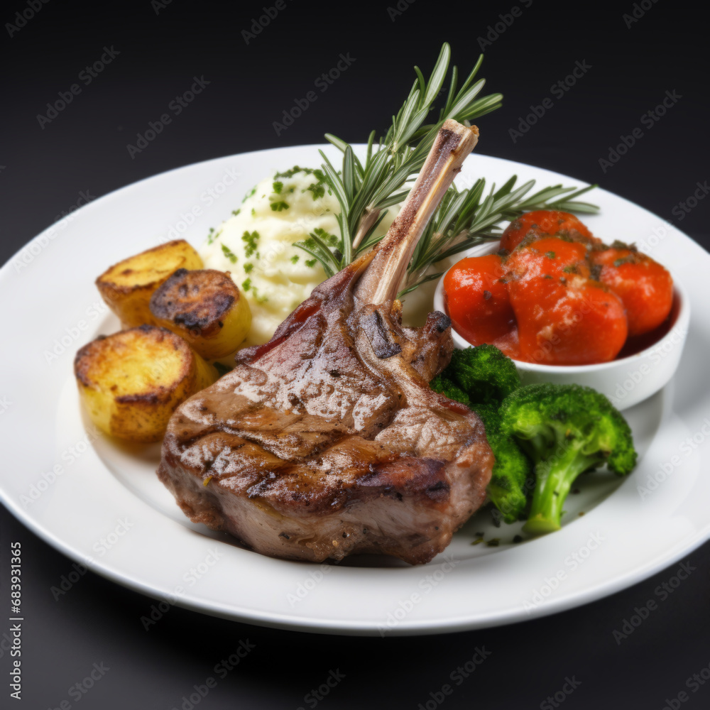 Organic Grilled Lamb Chops on a plate Organic Grilled Lamb Chops on a plate