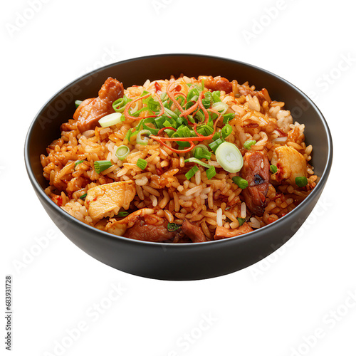 A Bowl of Spicy Kimchi Ramen Isolated on a Transparent Background