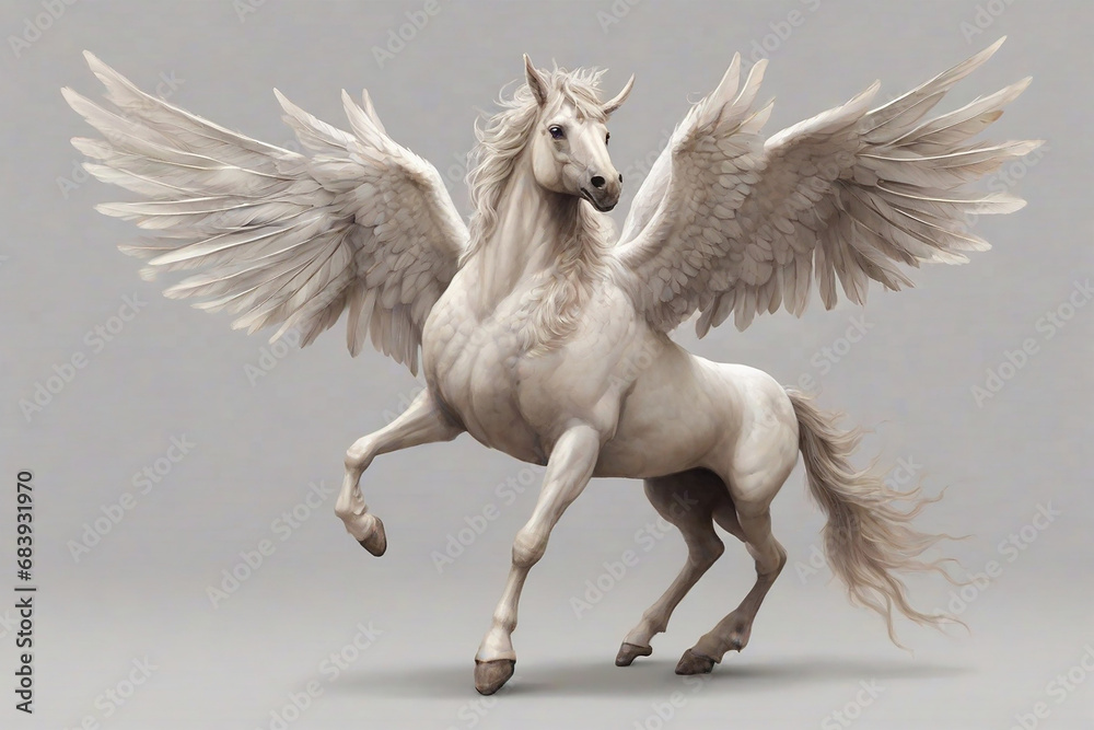 Pegasus on a gray background