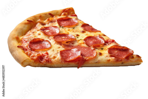Slice of pizza pepperoni isolated on white background