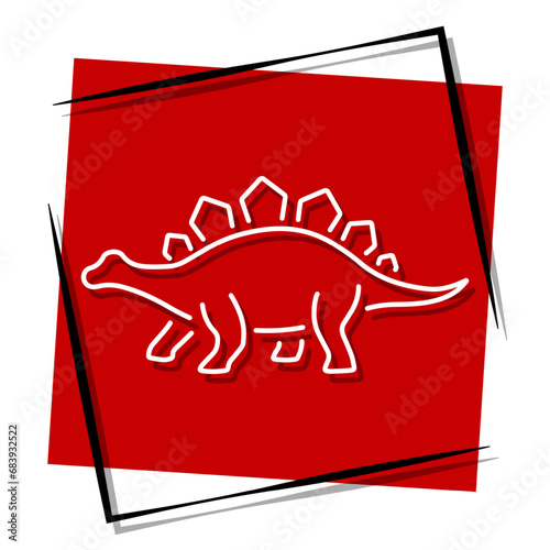 stegosaurus red banner in frame. Vector illustration.