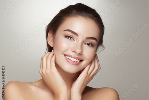portrait woman beauty beautiful female young face model skin fashion girl hair white healthy eye care clean adult studio attractive cosmetic pretty hygiene caucasian make-up natural