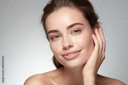 portrait woman beauty beautiful female young face model skin fashion girl hair white healthy eye care clean adult studio attractive cosmetic pretty hygiene caucasian make-up natural