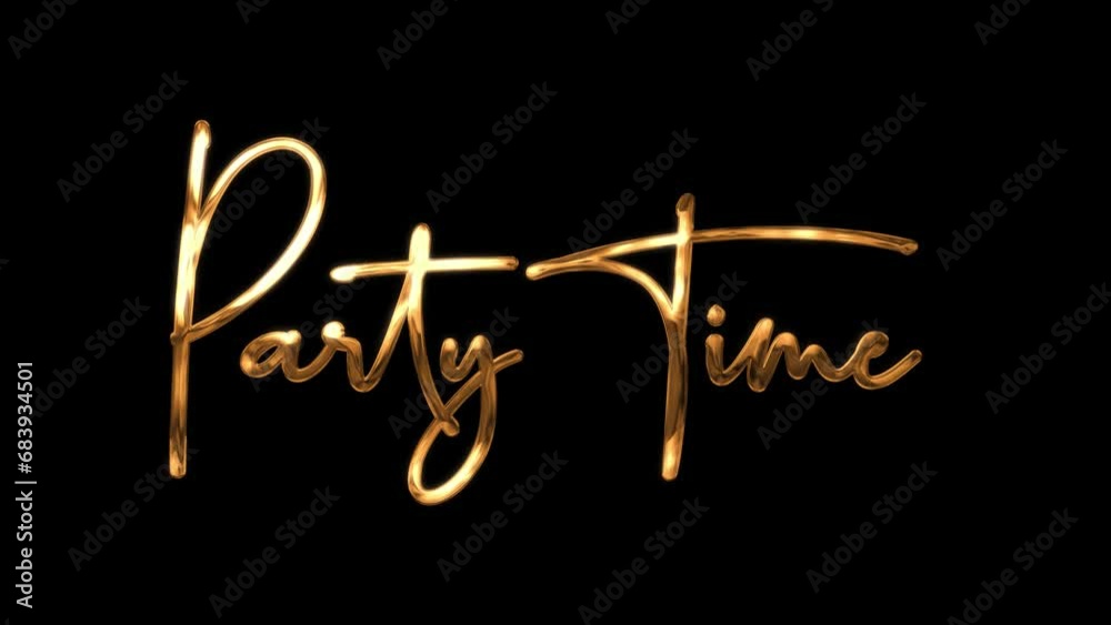 Premium party time animation text for wedding invitation. gold handwritten animated. black background. Premium party time animation text for wedding invitation. gold handwritten animated. black background.