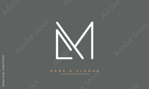 LM or ML Alphabet Letters Logo Monogram