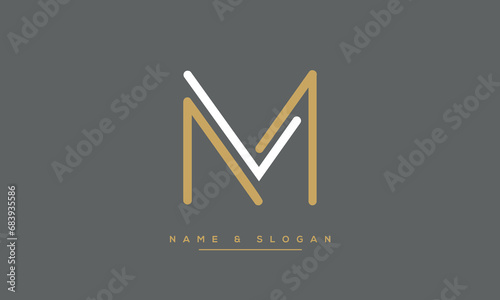 LM or ML Alphabet Letters Logo Monogram