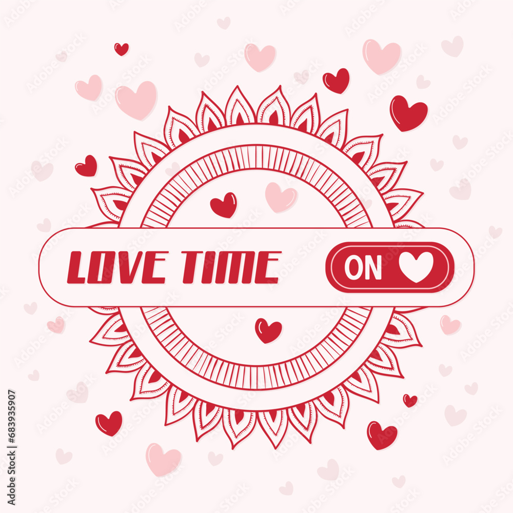 Romantic banner or poster with red flowers and hearts. Vector illustration Romantic banner or poster with red flowers and hearts. Vector illustration
