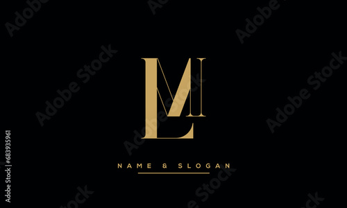 LM or ML Alphabet Letters Logo Monogram