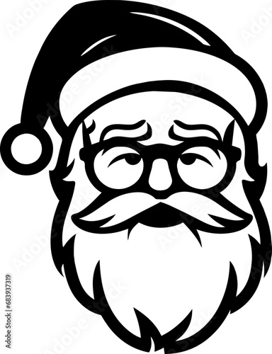 Vector isolated Santa Claus Father Christmas Saint Nicolas head simple and minimalist icon, generative ai