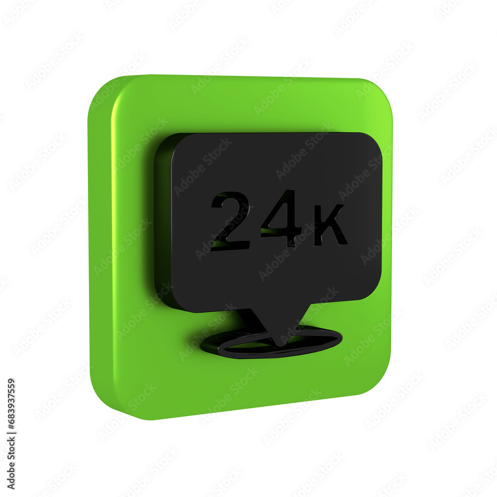 Black Gold bars 24k icon isolated on transparent background. Banking business concept. Green square button. Black Gold bars 24k icon isolated on transparent background. Banking business concept. Green square button.