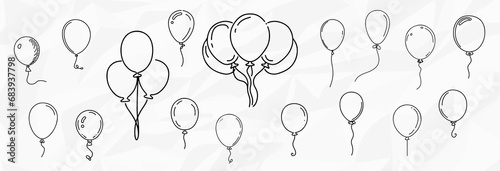 Bunte Schwerelosigkeit: Bundle mit Vektorgrafiken von anonymen Lineart-Illustrationen von Luftballons