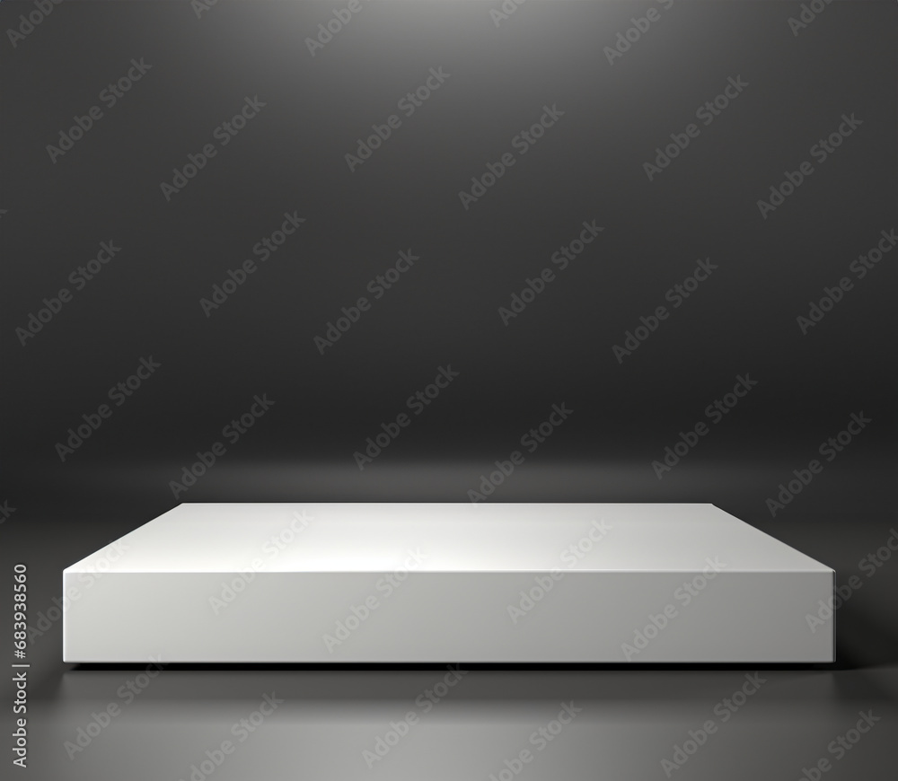 a small square white pedestal for product presentation and advertising in front of a gray background a small square white pedestal for product presentation and advertising in front of a gray background