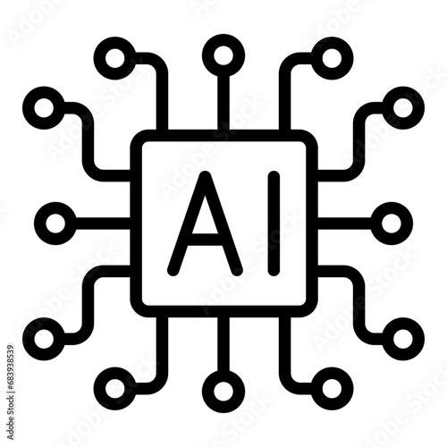 Artificial intelligence AI processor chip icon