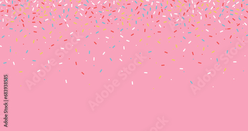 Colorful sprinkles banner background, colorful falling decorative sprinkles background