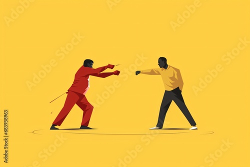 Graphic illustration depicting an argument and fight between two people