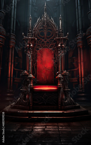Medieval Throne in Dark Fantasy Realm - Majestic Seat of Power and Intrigue